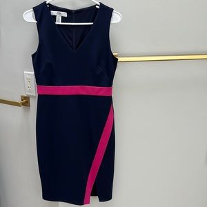 Wisp Petites - Navy and hot pink dress. Size 4P.